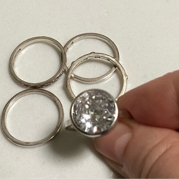 Retired Silpada Cubic Zirconia & 925 Sterling Silver Stack Ring - Picture 6 of 9